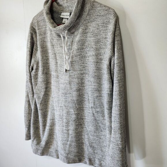 Ava & Viv Gray Cowl Neck Sweatshirt Metallic Shimmer Knit Womens Size X - Picture 2 of 10